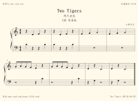 两只老虎钢琴谱